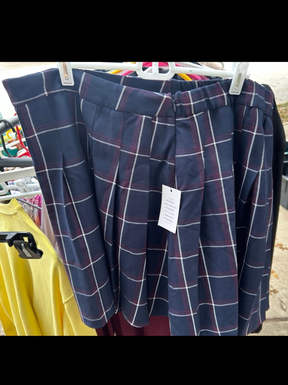 Eloquii Navy and Burgundy Plaid Skirt
